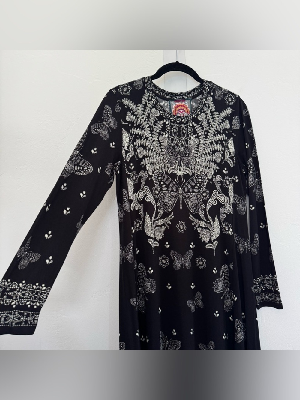 Johnny Was The Janie Favorite A-Line Dress Farfalla Joan Black Butterfly Floral - Picture 6 of 15